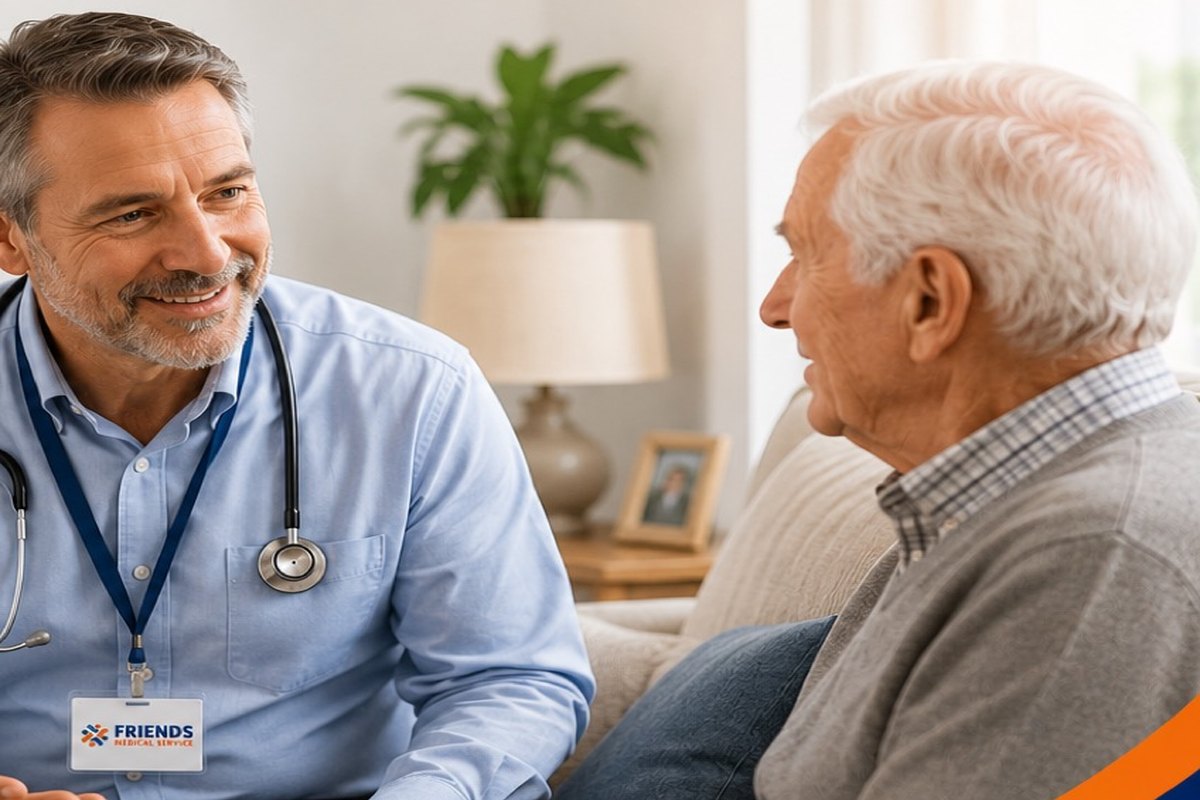 Advanced nurse practitioner visiting a patient at home